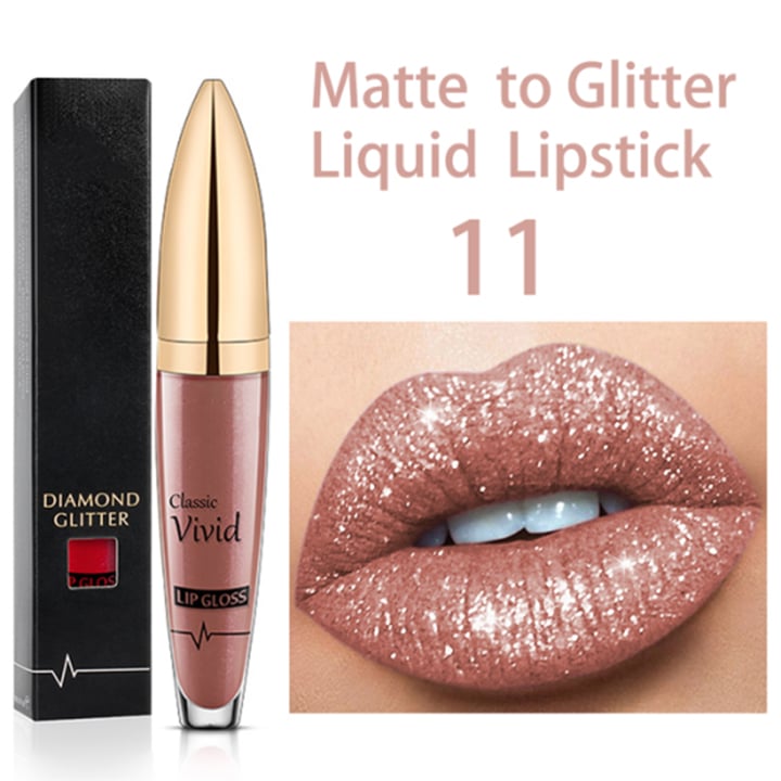 Flash Sale:Buy 1 Get 1 Free!⚡Diamond Lip Gloss Matte To Glitter Liquid Lipstick Waterproof