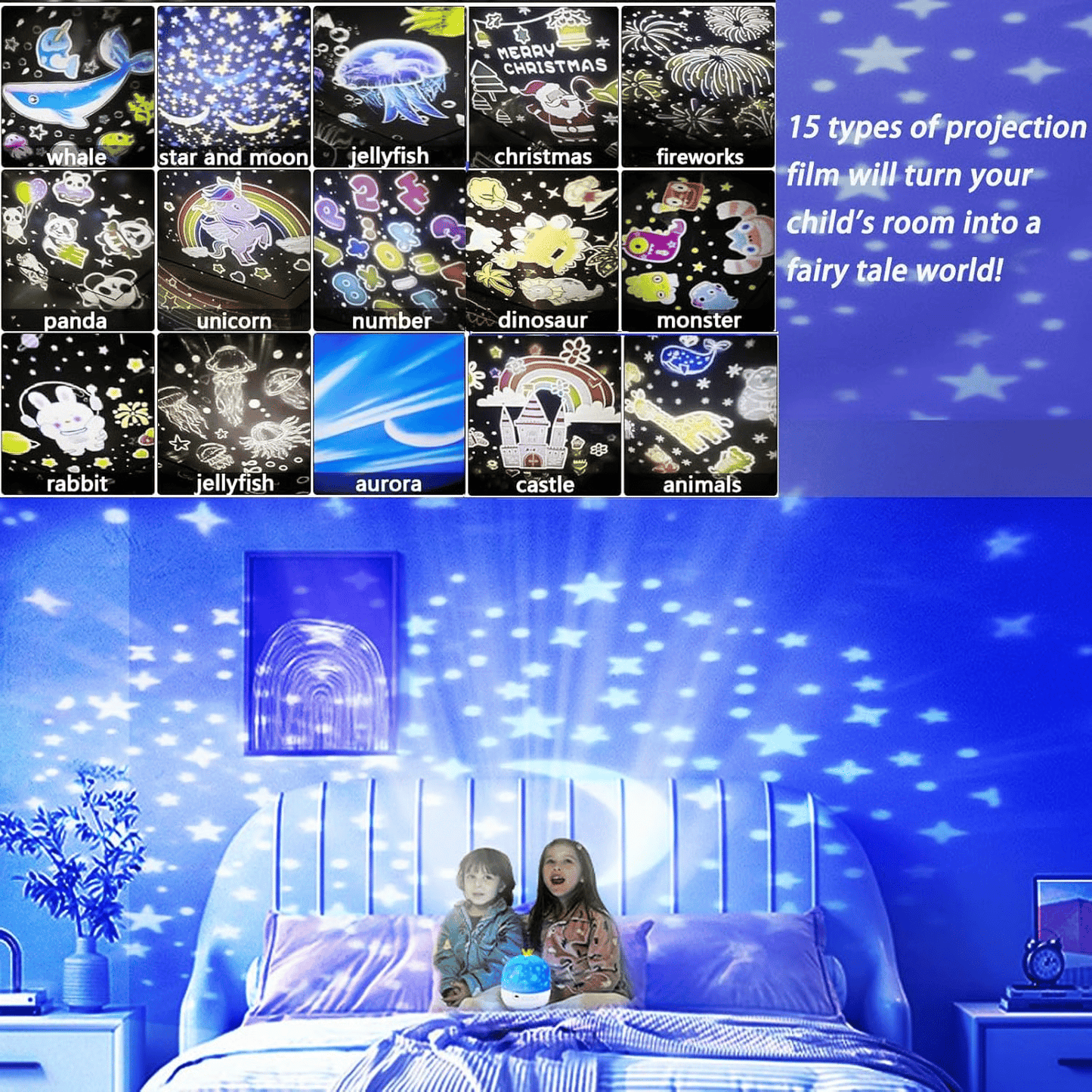 ๐๐ป Children's Night Light Projector With 15 Films ๐Type-C charging