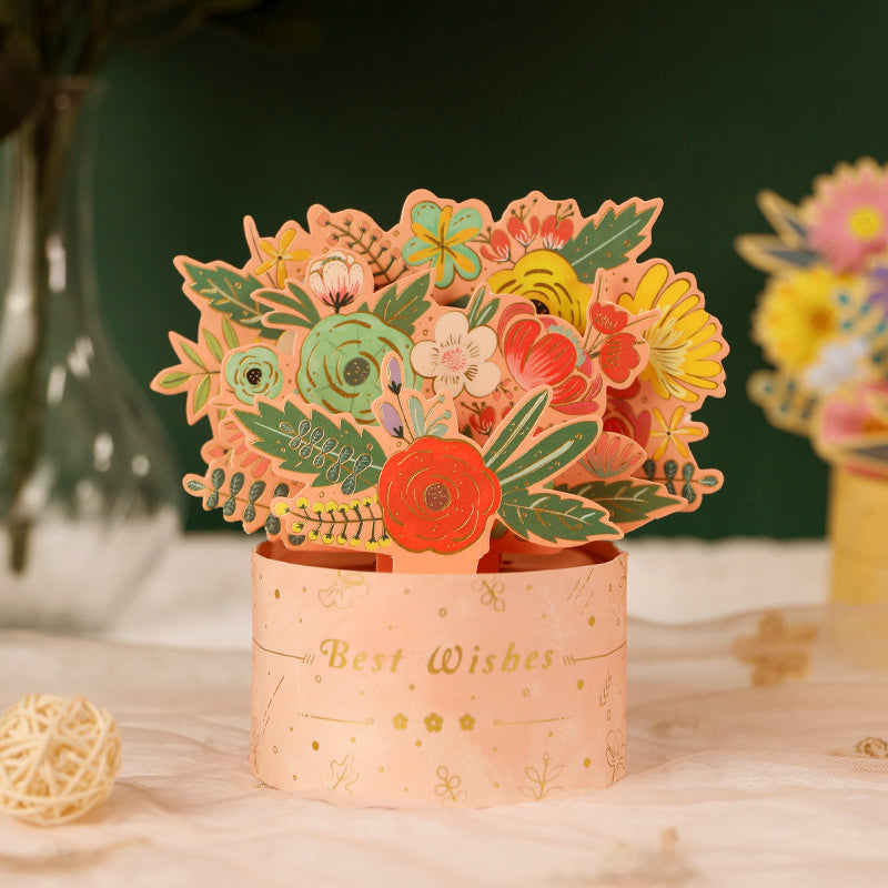3D Flower Standing Greeting Cards(Give mom the unique love that blooms like a flower)