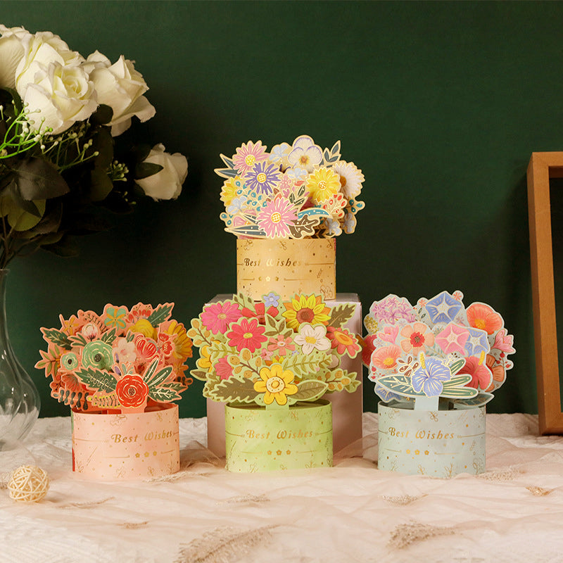 3D Flower Standing Greeting Cards(Give mom the unique love that blooms like a flower)