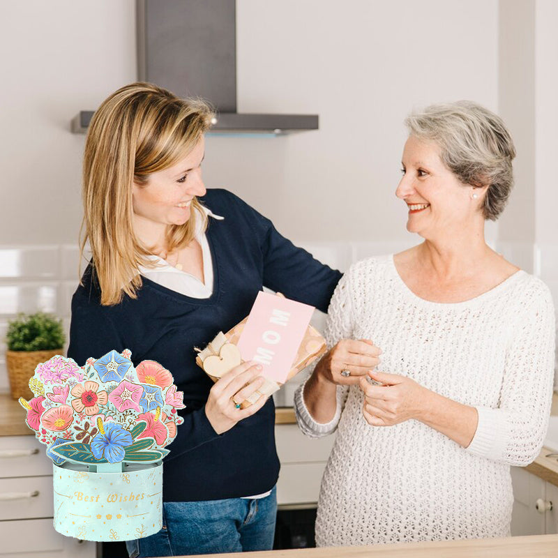 3D Flower Standing Greeting Cards(Give mom the unique love that blooms like a flower)