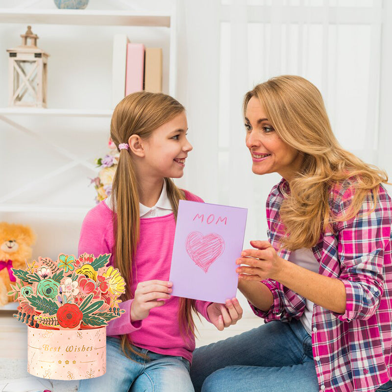 3D Flower Standing Greeting Cards(Give mom the unique love that blooms like a flower)