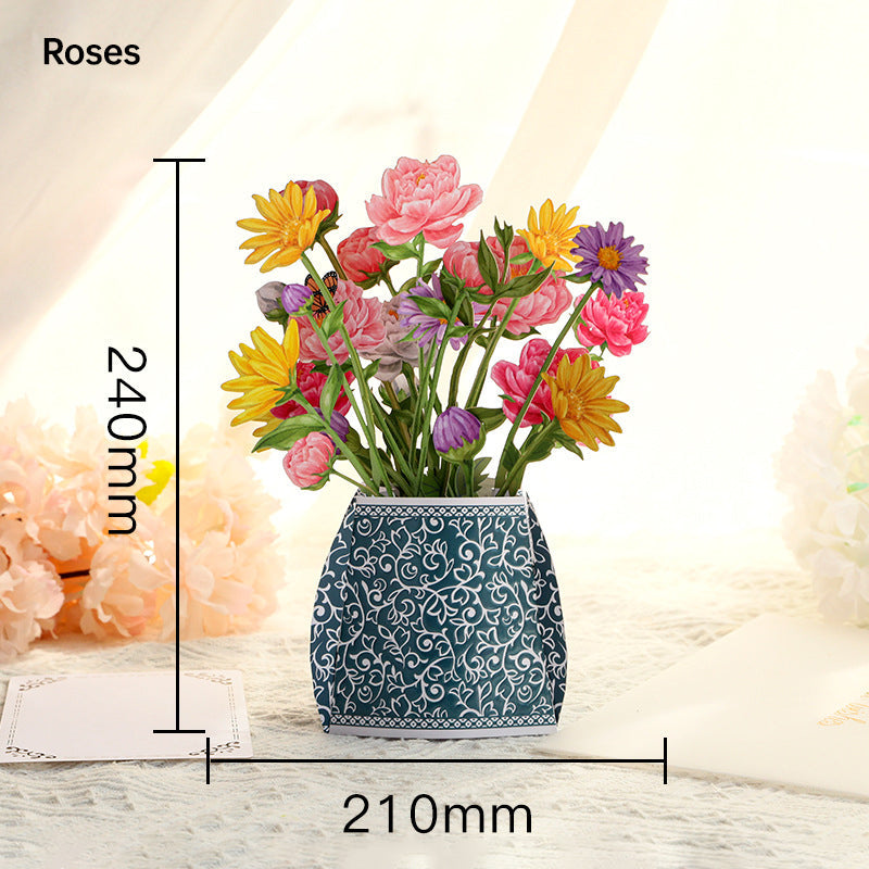 3D Flower Standing Greeting Cards(Give mom the unique love that blooms like a flower)