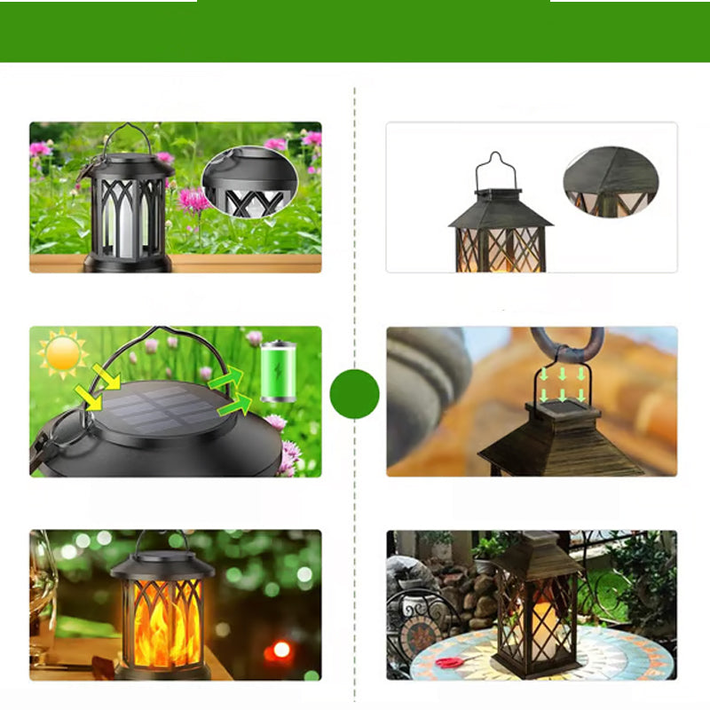 Garden Solar-Powered Outdoor Lantern with Clip