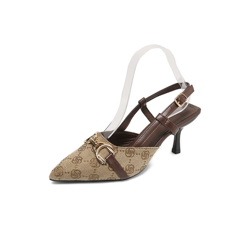 Women's Pointed-Toe Slingback Heels with Metal Chain