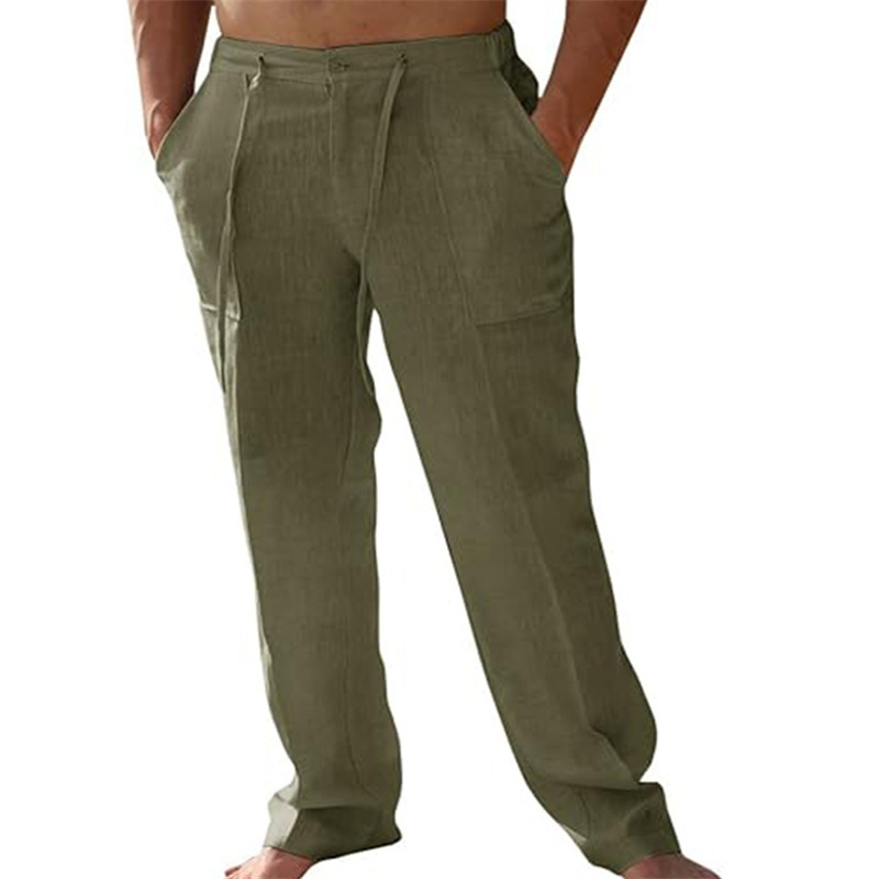๐ Men's Casual Pants โ Elastic Waist, Cotton Blend, Relaxed Fit ๐