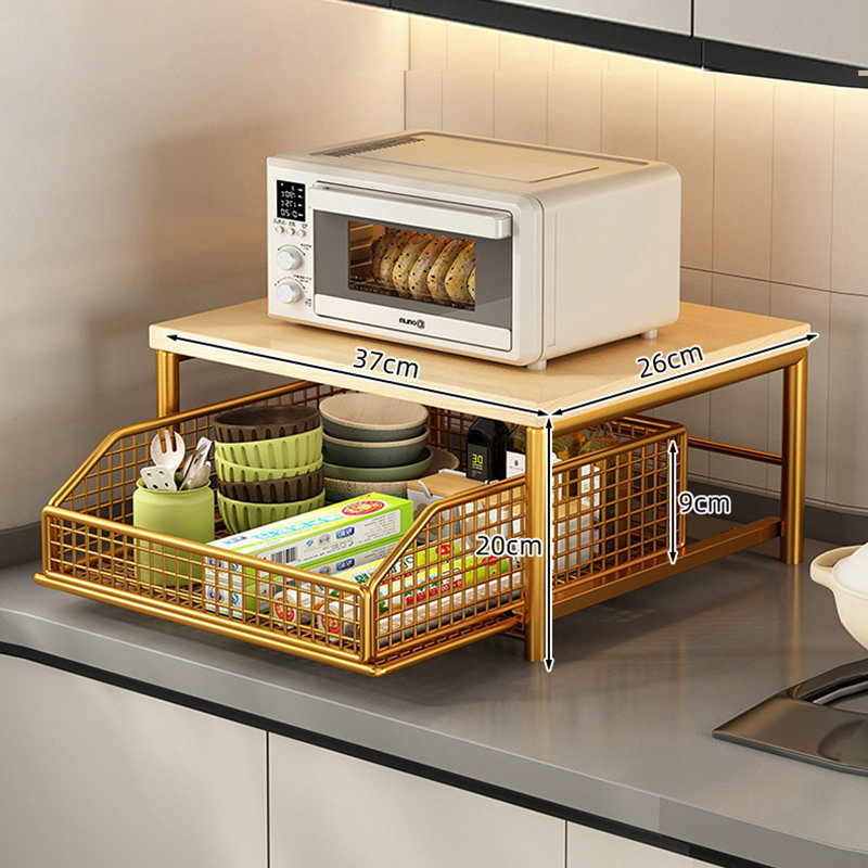 ๐ฅ2-Tier Kitchen Microwave Stand with Slide-Out Drawer โ Heavy-Duty Countertop Shelf