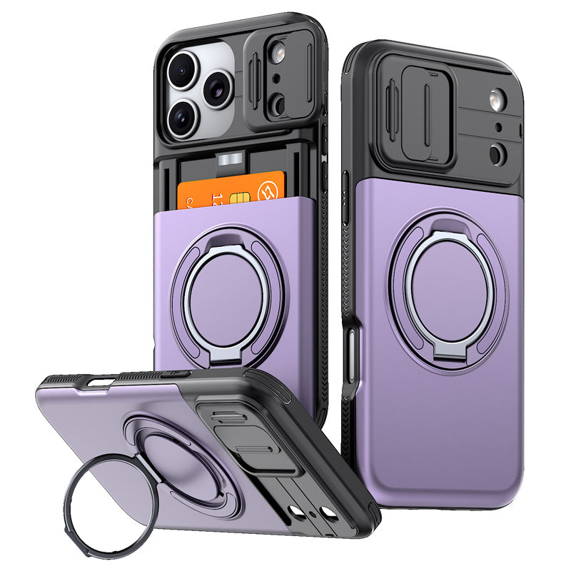 ๐ฑ Rugged Phone Case with Card Holder โ Camera Slider & Kickstand