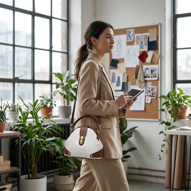 👜  Color-Blocked Bag – Stylish, Metal Hardware, Multi-Way 🧳