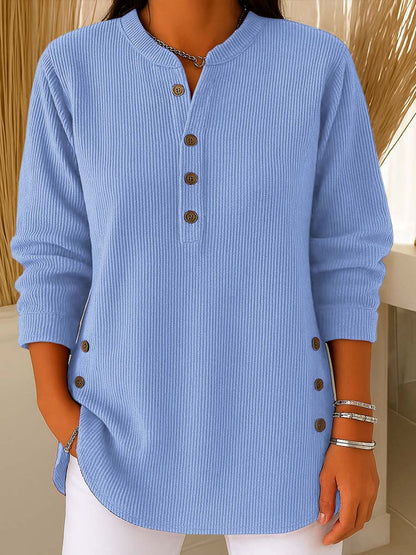 💃Women's Solid Color Crew Neck Long Sleeve Casual Loose Knit Pullover