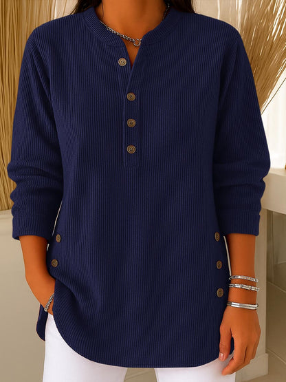 💃Women's Solid Color Crew Neck Long Sleeve Casual Loose Knit Pullover