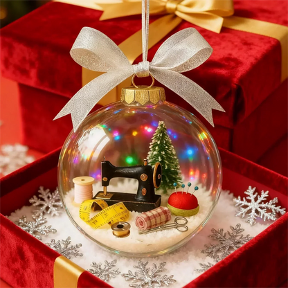 🎄  Holiday Sewing Snow Globe -DIY Craft Ornament with Glitter & Mini Figures, Festive Decor for Tree or Gift 🧵📦