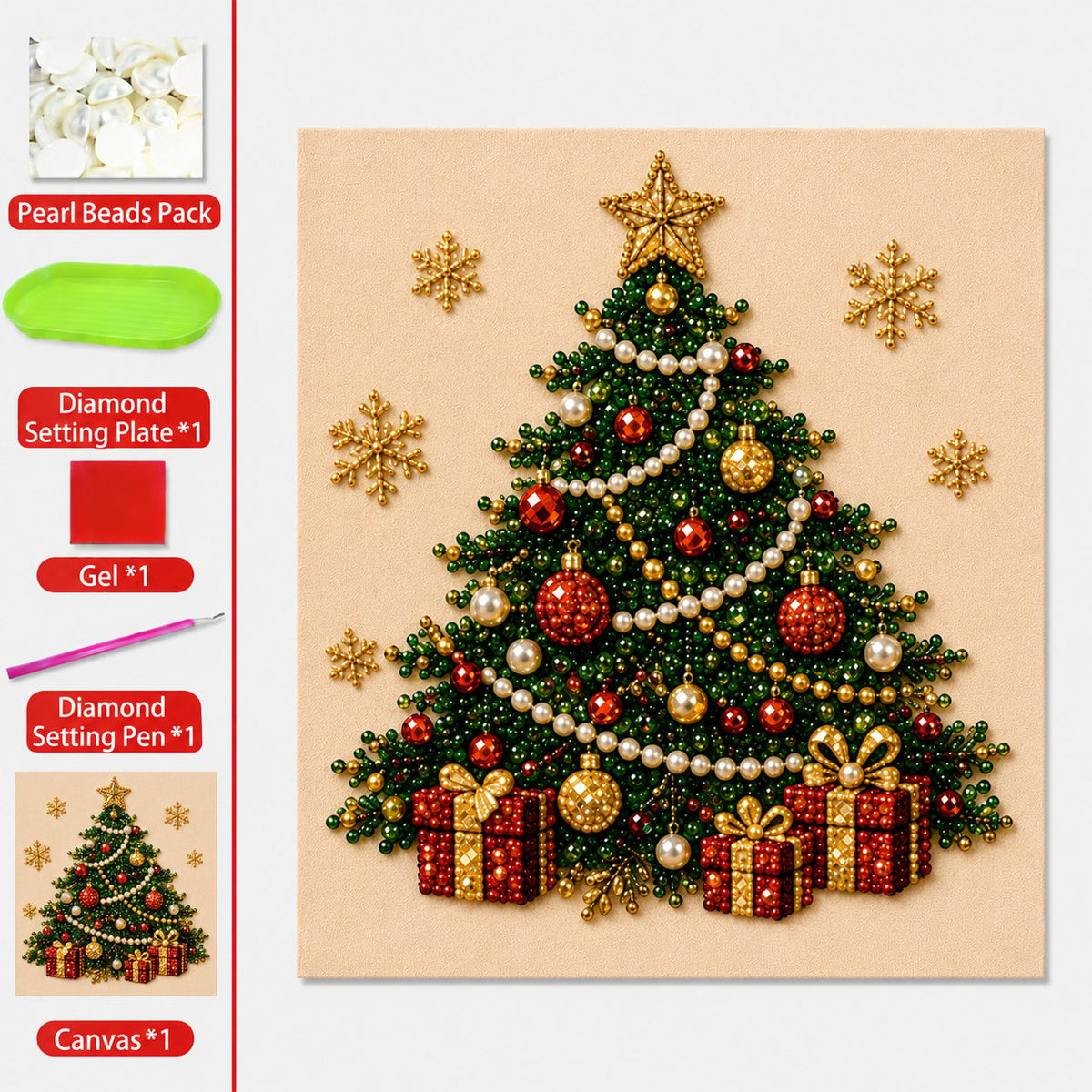 🎄✨ DIY Christmas Pearl Bead Art Kit – 5 Festive Designs, 3D Raised Beads & Display Frame Included | Holiday Wall Decor 🖼️🎨