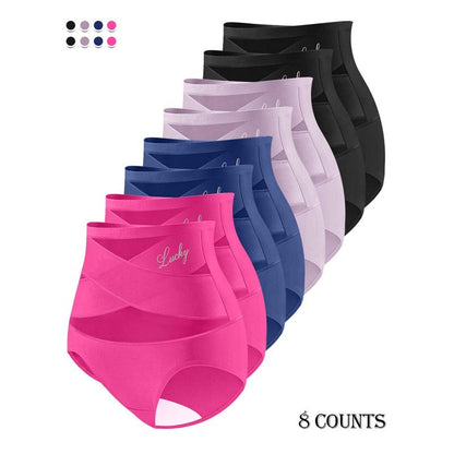 🌸Buy 1 Get 3 Packs✨Plus-Size High-Waist Cross Tummy Control Panties