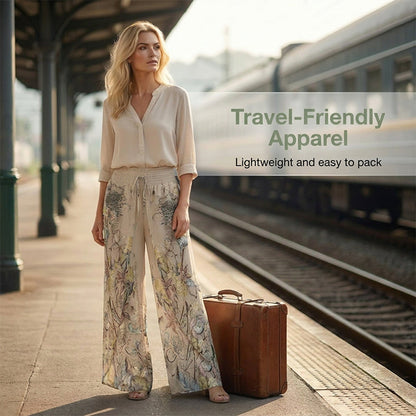 🌷Summer Cool Dea🎉Women's Printed Wide-Leg Drawstring Trousers