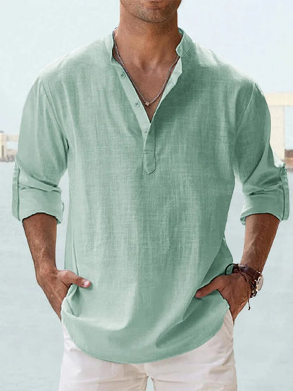 🔥Men's Cotton Linen Casual Long Sleeve Shirt
