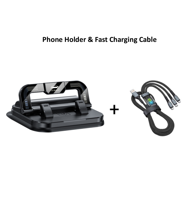 📱✨ 360° Rotating Foldable Phone Holder - Universal Compatibility with Anti-Slip Base for Desk, Car & Travel Use 🚗💻