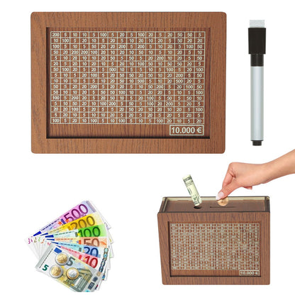 🔥Retro Style Wooden Money Box with Counter Piggy Bank Handmade Saving Money Goal Piggy Bank