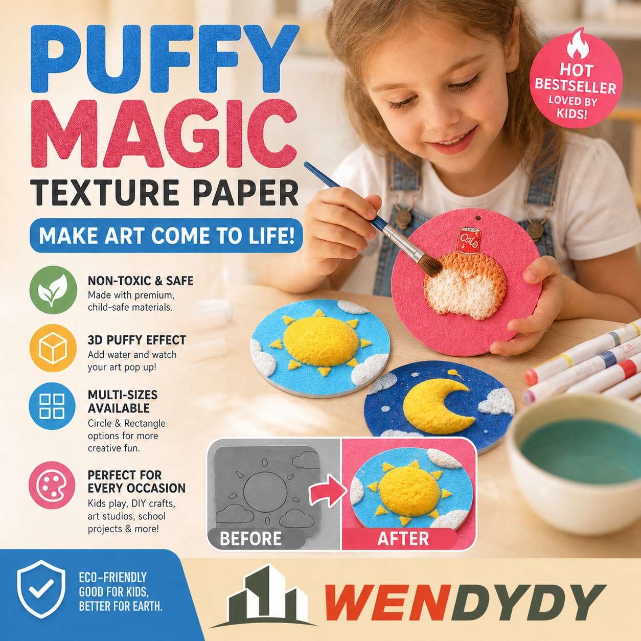 🎨✨Magic Fluffy Pigments, Pigment Paper, DIY Paintbrushes