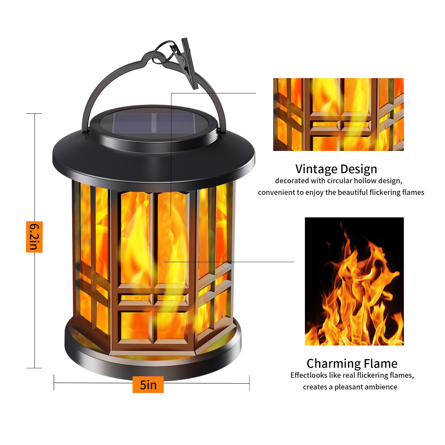 Waterproof Outdoor Solar Flame Lantern Light