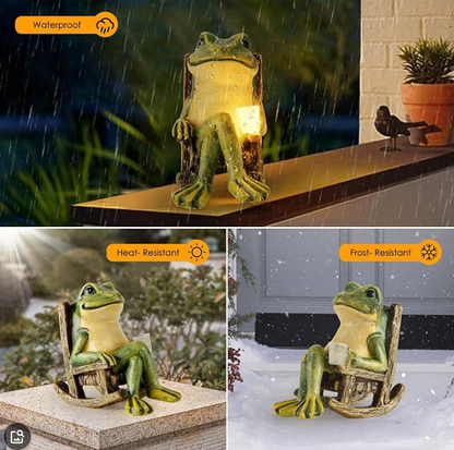 🐸Solar Frog Rocking Chair Ornament