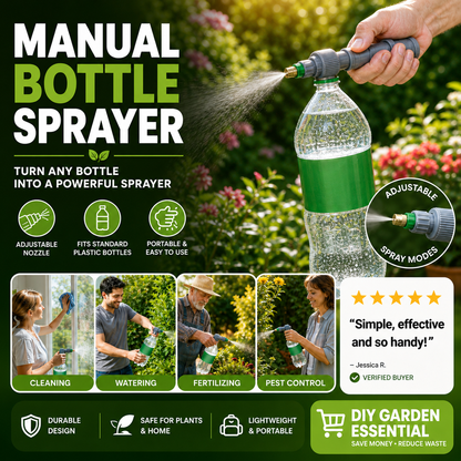 🌿Manual Drink Bottle Sprayer with Adjustable Nozzle‑Portable DIY Garden Spray Tool, Fits Standard Plastic Bottles for Plant Watering, Fertilizing & Pest Control