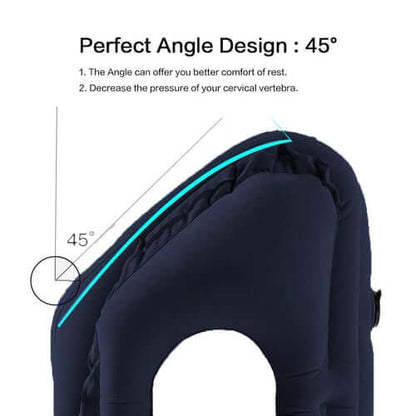 Inflatable Ergonomic Hollow-Cutout Travel Pillow – PVC Flocking, Quick Inflate, With Storage Bag ✨
