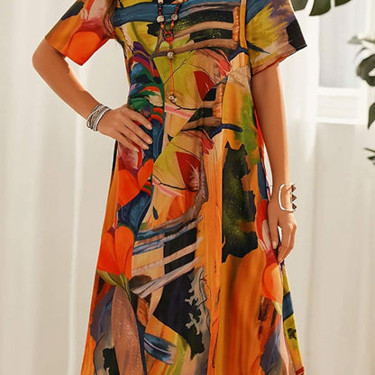💃Elegant Mulberry Silk Tropical Breeze Dress