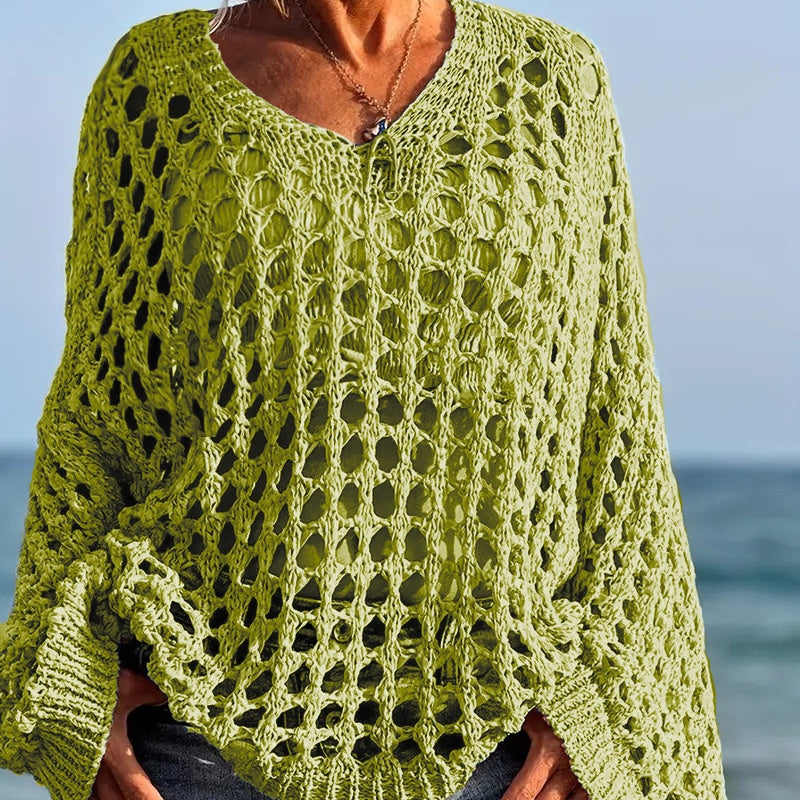🌸New Arrival🌸Women’s Casual Solid Color Crochet Knit Top