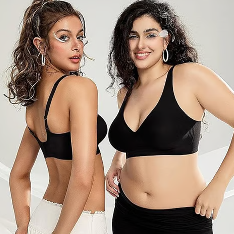 💜Jelly Wireless Womens Comfortable Wireless Bras Push Up Bralettes Seamless Tshirts Bras Deep V Everyday Bras