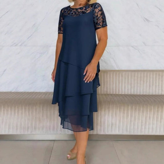 🔥Hot Sale🔥Women's Layered Mesh A-Line Midi Dress