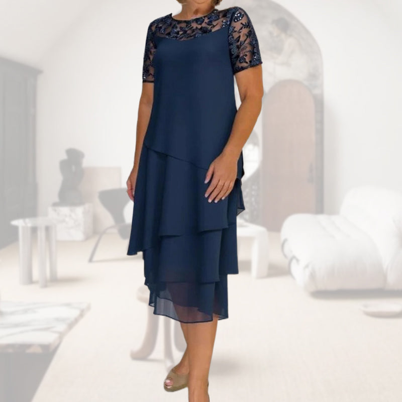 🔥Hot Sale🔥Women's Layered Mesh A-Line Midi Dress
