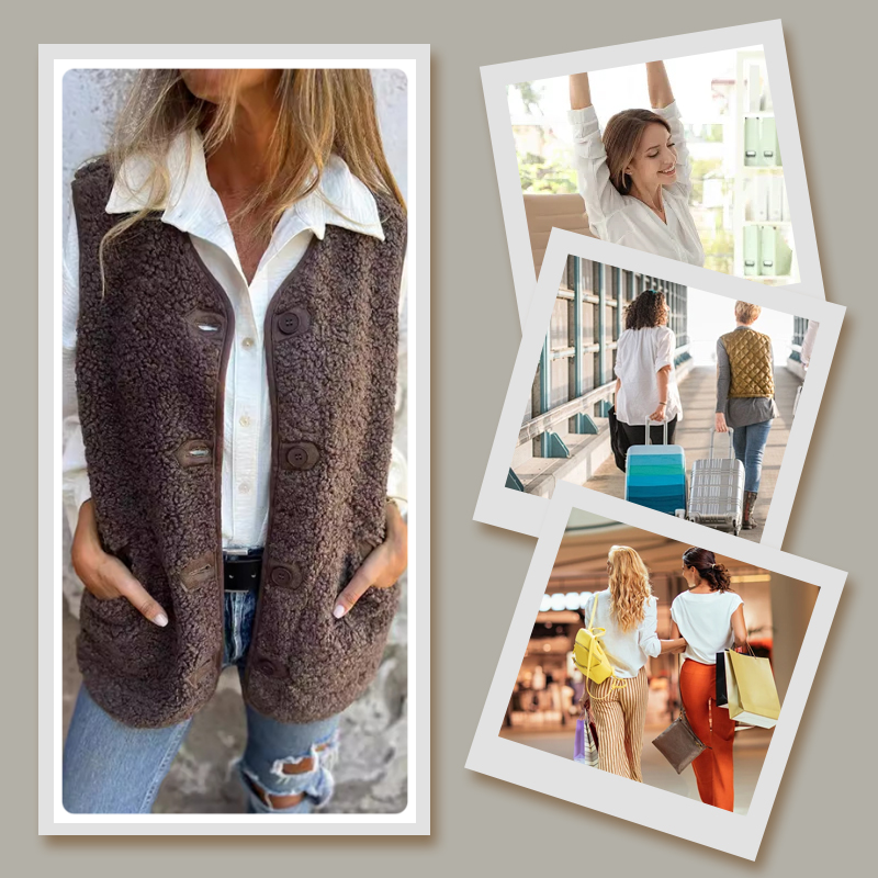 🔥Women's Fall Button Down Short Warm Vest