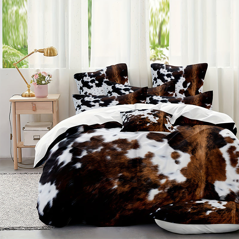 🐮🛏️ Cow Print Duvet Cover – Soft & Lightweight, Fun Design, Complete Set ✨