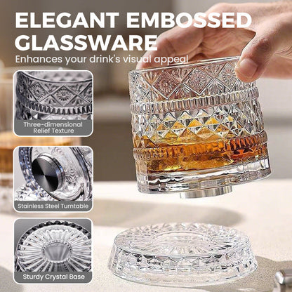 🥃  360° Rotating Whiskey Glass – Aerate & Relieve Stress ✨