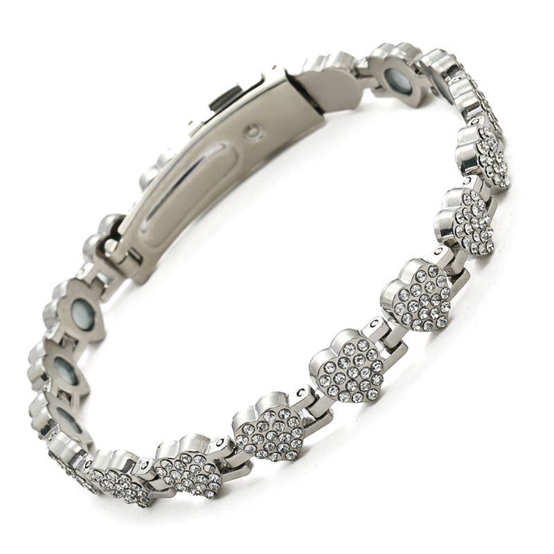 Women's Dazzling Heart-Shaped Magnetic Copper Bracelets