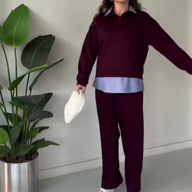 Women's Casual Long-Sleeve Top and Pants 2-Piece Set🔥