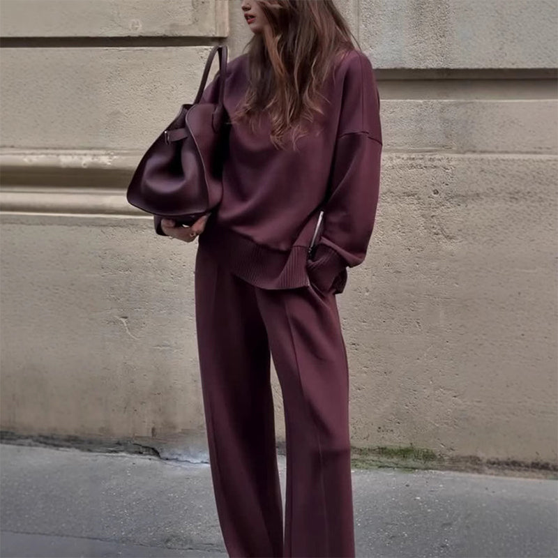 💥High-Neck Side-Zip Sweatshirt & Pants Set 👚👖