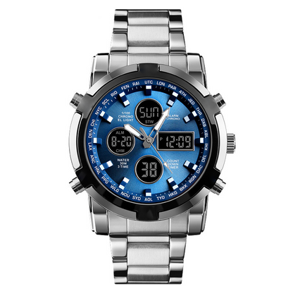 Waterproof Military Watch for Men – Analog-Digital, Stainless Steel & Shock-Resistant 🛡️