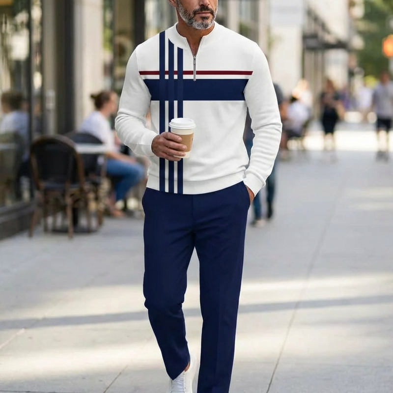 Men's Graphic Print Pullover & Pants Set – Street Style, Comfort Fit & Casual Look 👖