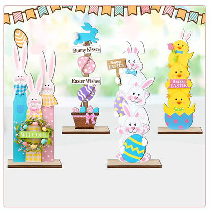 ✨Stacked Bunny Easter Wooden Table Decor 🐰 Hop Into The Easter Spirit! 🌸