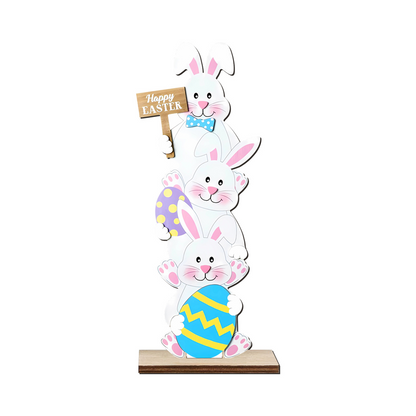 ✨Stacked Bunny Easter Wooden Table Decor 🐰 Hop Into The Easter Spirit! 🌸