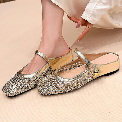 Women's Woven Square-Toe Mary Jane Mules