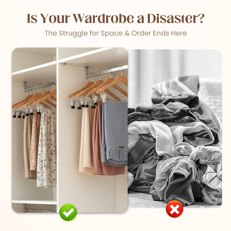 👕360° Swivel Multi-Hook Wardrobe Organizer--10 clips