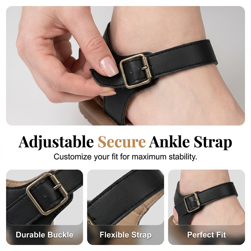 Breathable Mesh Flat Sandals with Ankle Strap