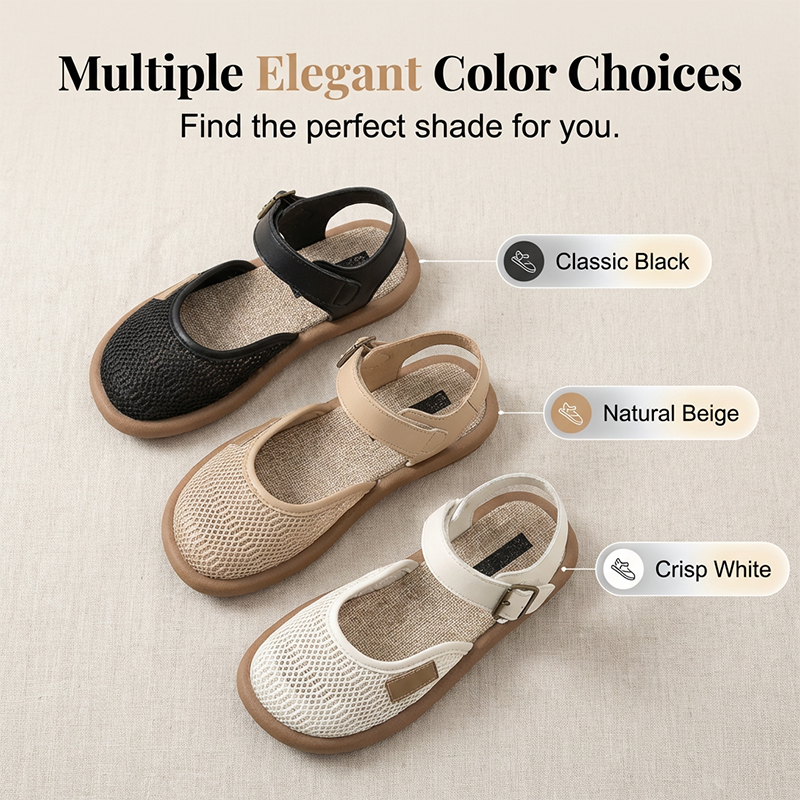 Breathable Mesh Flat Sandals with Ankle Strap