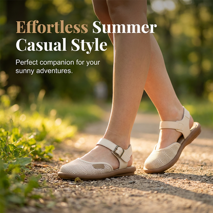 Breathable Mesh Flat Sandals with Ankle Strap