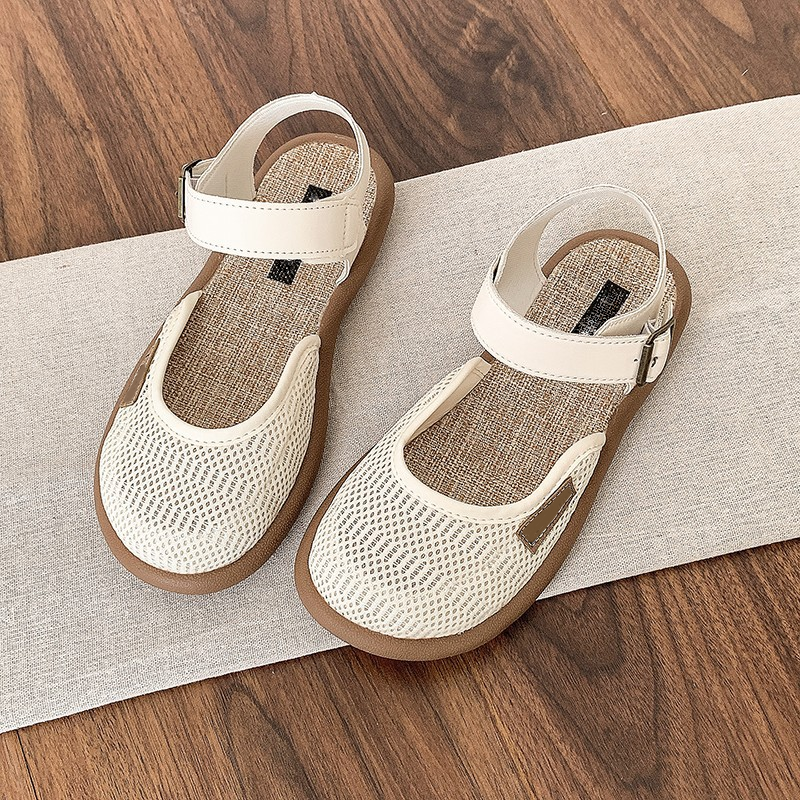 Breathable Mesh Flat Sandals with Ankle Strap