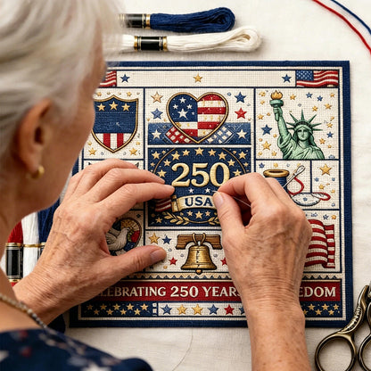 🎁Hot sale🧵USA 250th Anniversary Commemorative Cross Stitch Kit