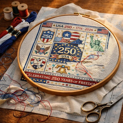 🎁Hot sale🧵USA 250th Anniversary Commemorative Cross Stitch Kit